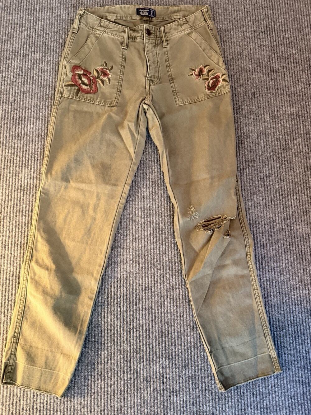 Abercrombie Fitch Womens 25 Ames Low Rise Slim Boyfriend Floral Jeans